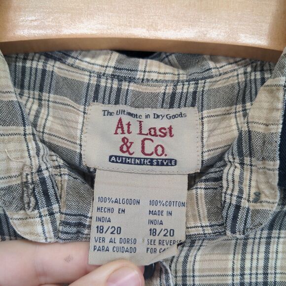 At Last & Co. Chest Pocket Button Up Shirt Womens Plus Size 18/20 Brown Plaid - Picture 8 of 11